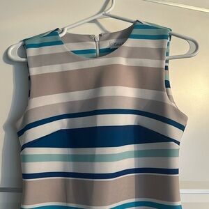 Calvin Klein BLUE MULTI Striped Color Block Sheath Dress size 2